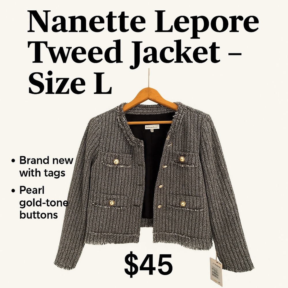 🖤 Nanette Lepore Tweed Jacket – Size L | NWT